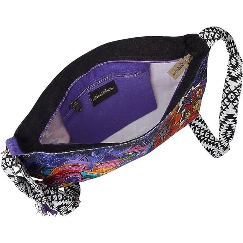 Laurel Burch Crossbody Bag Laurel's Garden Pattern Cats &‎ Flowers